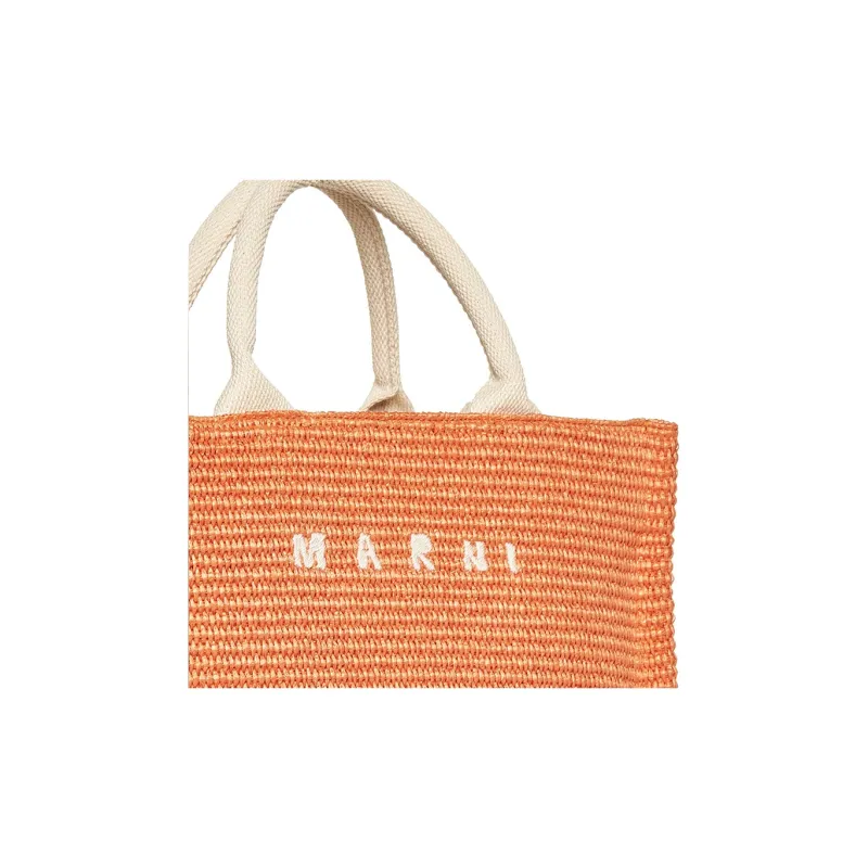 MARNI Cotton Tote Bag Shopping Bag Shoulder Bag Crossbody Bag Handbag Women's Orange-4