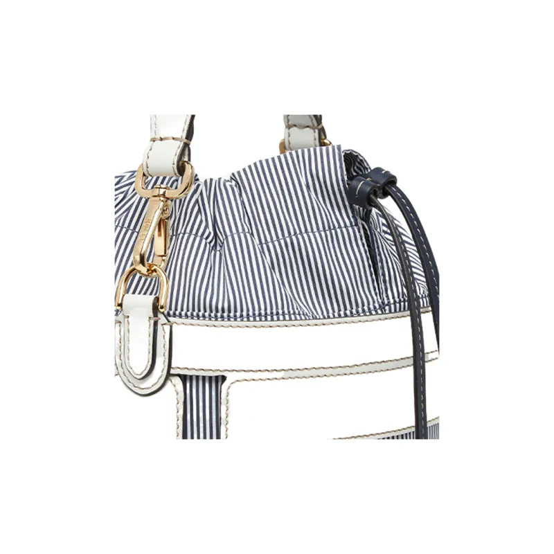 FENDI Leather Bucket Bags One Shoulder Handbags Women's White-4