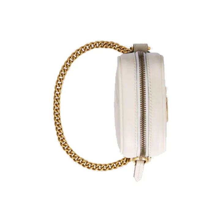 GUCCI GG Marmont Leather Cell Phone Pouch Crossbody Bag Shoulder Bag Mini Women's White-4