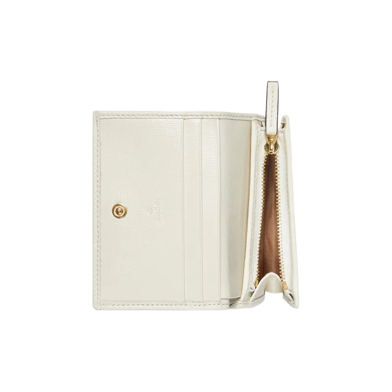 GUCCI Horsebit 1955 Leather Card Holder, Wallet Women's White-5