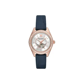 EMPORIO ARMANI Wrist Watch Automatic Mechanical Movement Leather Watch Bands 36mm Cut Out Dial Women's Watch AR60071