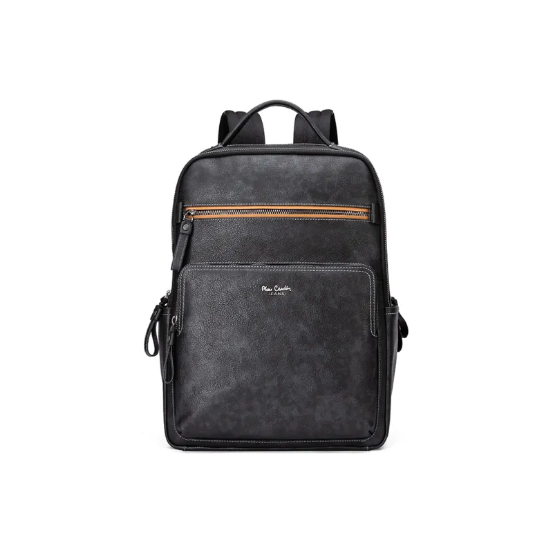 PIERRE CARDIN Top Grain Cow Leather, Water Repellent Genuine Leather Backpack Men's Black-1