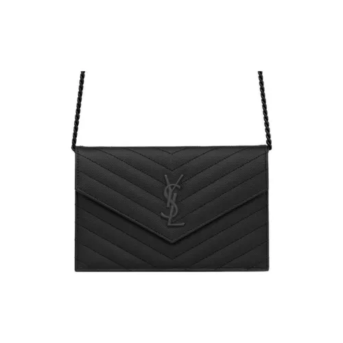 SAINT LAURENT CASSANDRE Cow Leather Shoulder Bag Crossbody Bag Women's Black