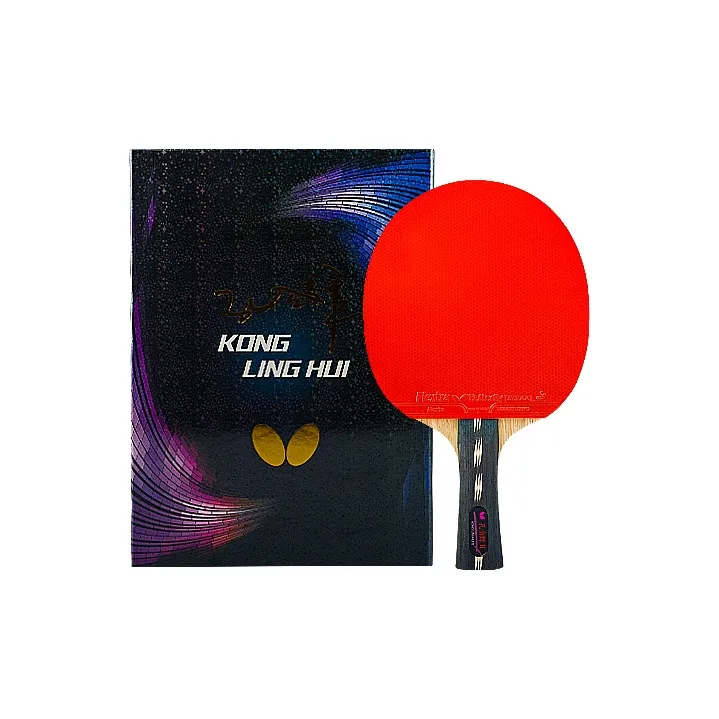 Butterfly Kong Linghui Ping Pong Paddles Unisex All Wood With Carbon Fiber Black/Red-3
