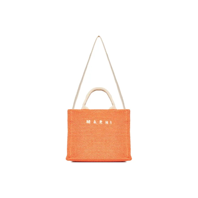 MARNI Cotton Tote Bag Shopping Bag Shoulder Bag Crossbody Bag Handbag Women's Orange-0
