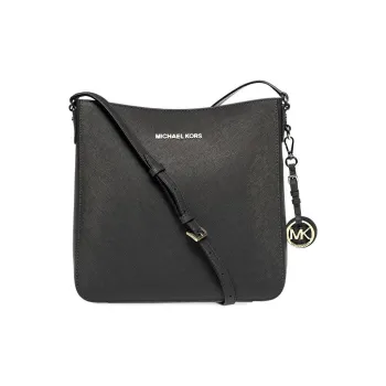 MICHAEL KORS Jet Set Travel Leather Messenger Bag Shoulder Bag Women's Black