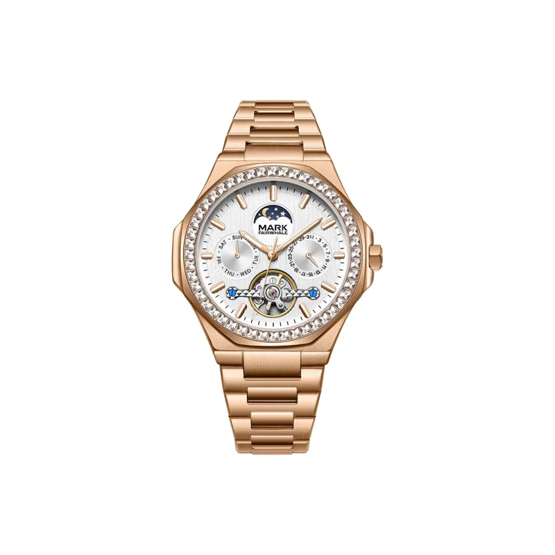 FAIRWHALE Automatic Mechanical Movement Metal Strap Watch Men's Watches Black Dial-8