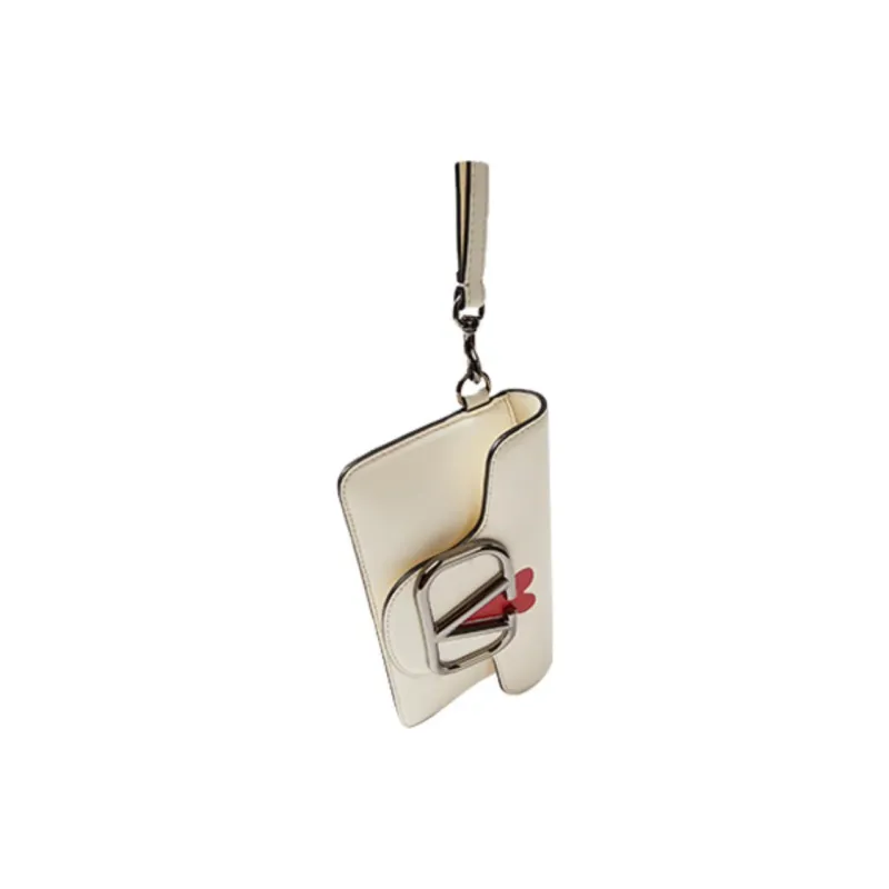 Valentino Cow Leather Cell Phone Pouch Men's Ivory White/Red-1