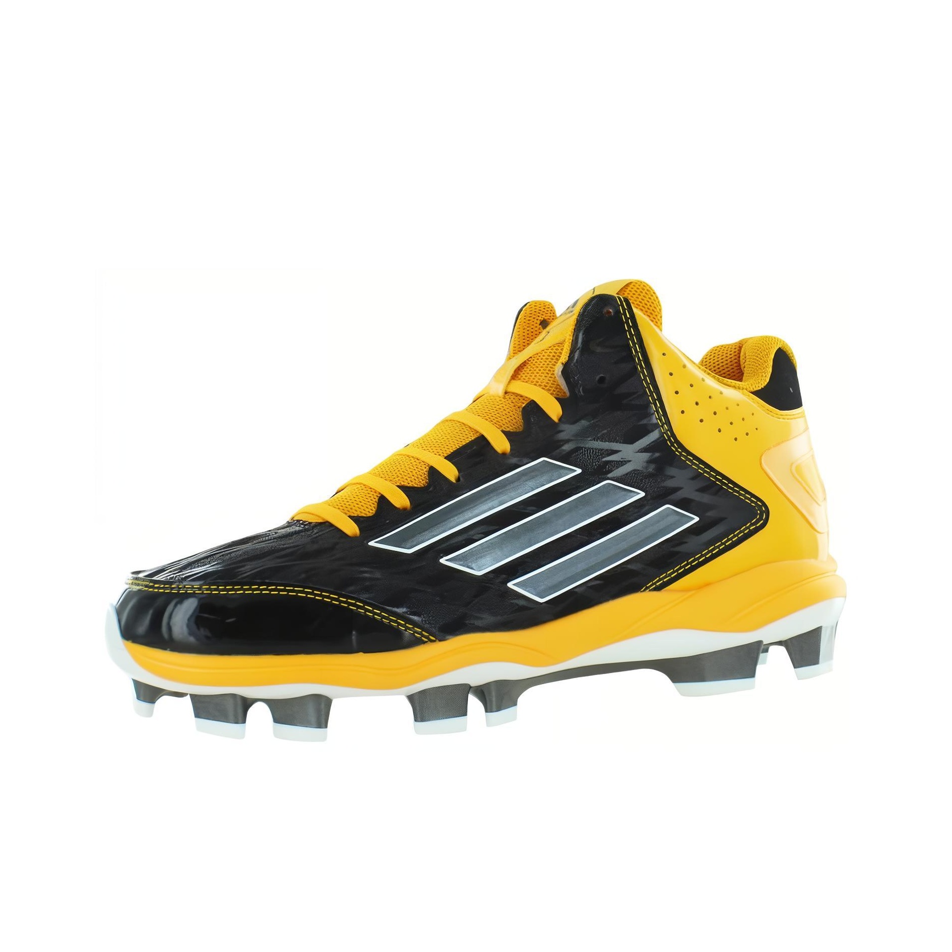 ADIDAS POWER ALLEY sold 3 MID BLACK/YELLOW BASEBALL CLEATS