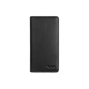 PIERRE CARDIN Genuine Leather Soft, Top Grain Cow Leather Wallet Medium Size Men's Black