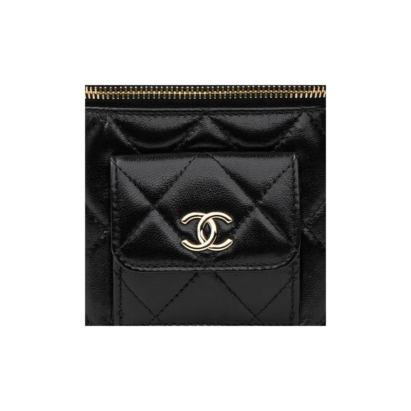 CHANEL 22K Autumn And Winter Sheepskin Shoulder Bag, Crossbody Bag, Makeup Bag Women's Black-6