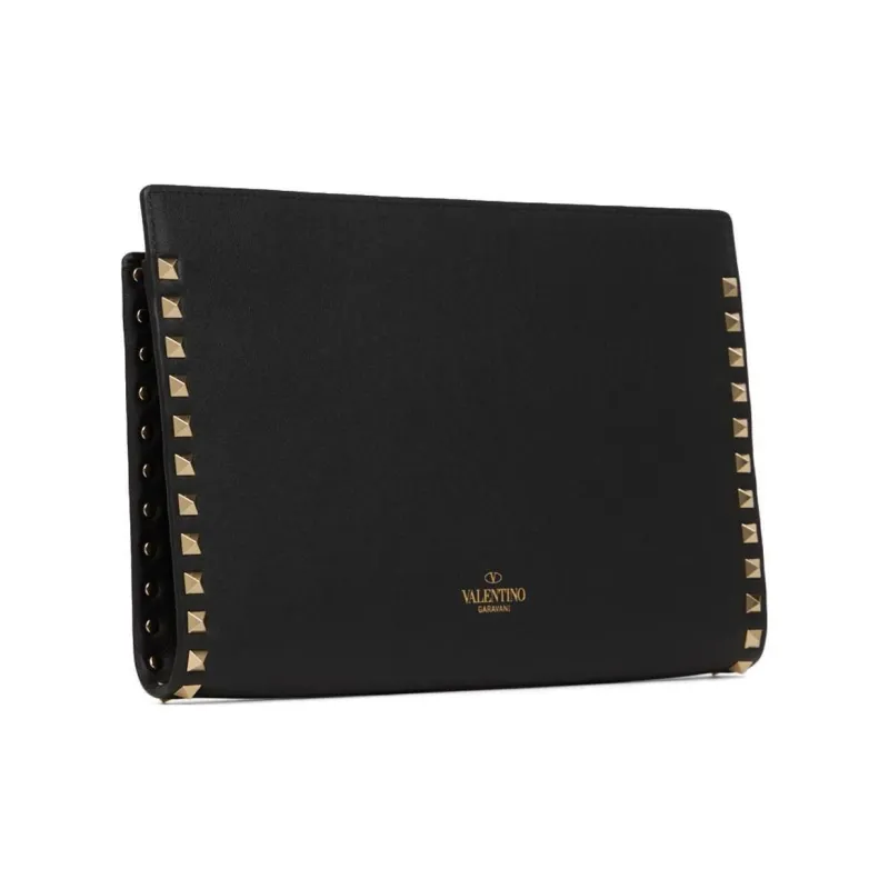 Valentino Calfskin Clutch Large Size Women's Black-2