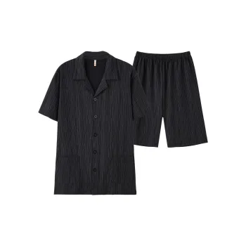 MIIOW Pajama Set Men's Black Pinstripe