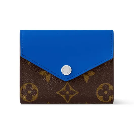 LOUIS VUITTON Monogram Canvas Wallet Regular Women's Brown & Blue-0