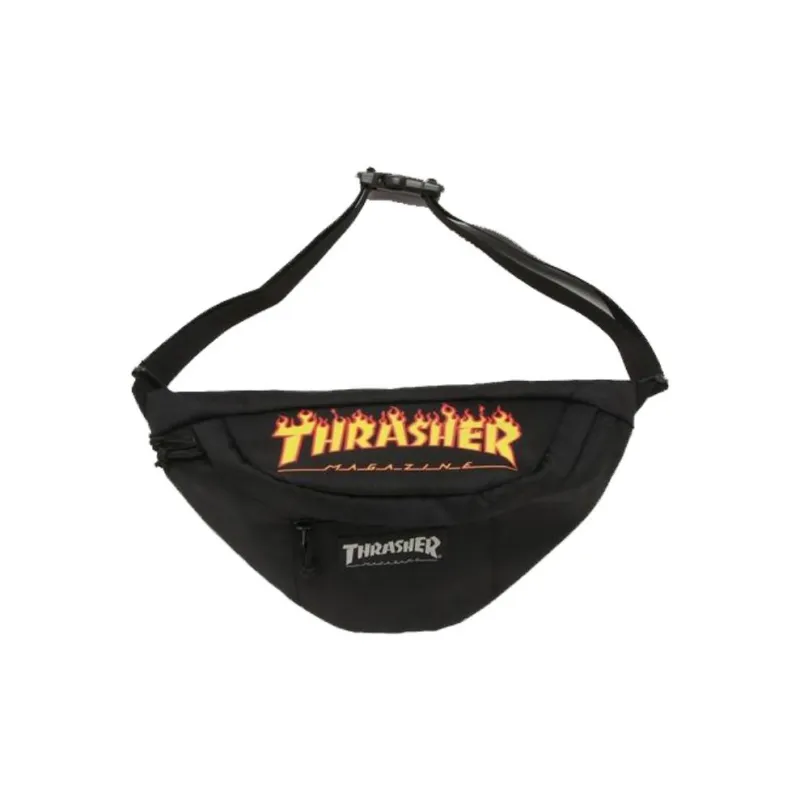Thrasher Polyester Sling Bags One Shoulder Crossbody Fanny Pack Unisex Black-0