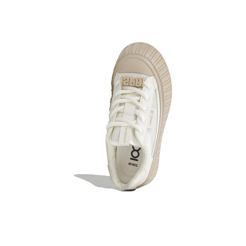 B10CROWN Slip Resistant Cushioning Low Top Breathable Mesh Casual Skateboard Shoes Women's Beige Khaki-3