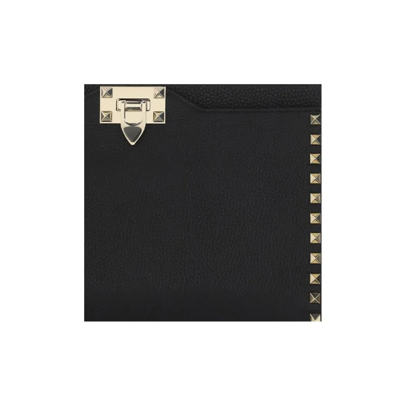 Valentino Calfskin Clutch Large Size Women's Black-4