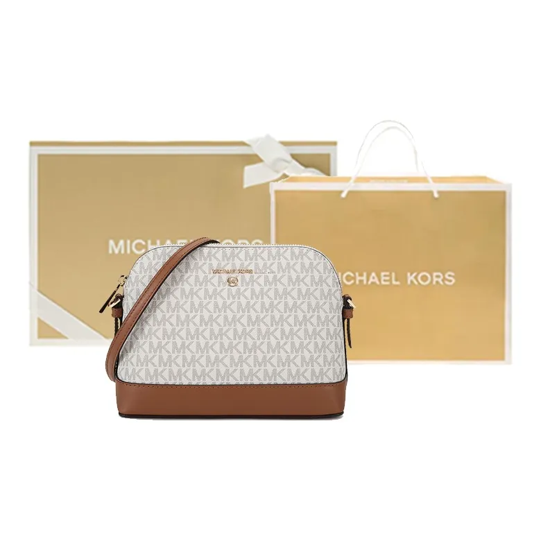 MICHAEL KORS Jet Set CharmJet Set Leather Dome Bag Crossbody Bag Large Size Women's Vanilla White-11
