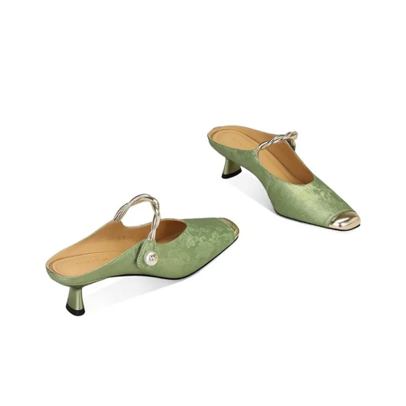 JESSICA SOPHIA Rubber Sole Metal Rhinestone Slide Slippers Women's-1