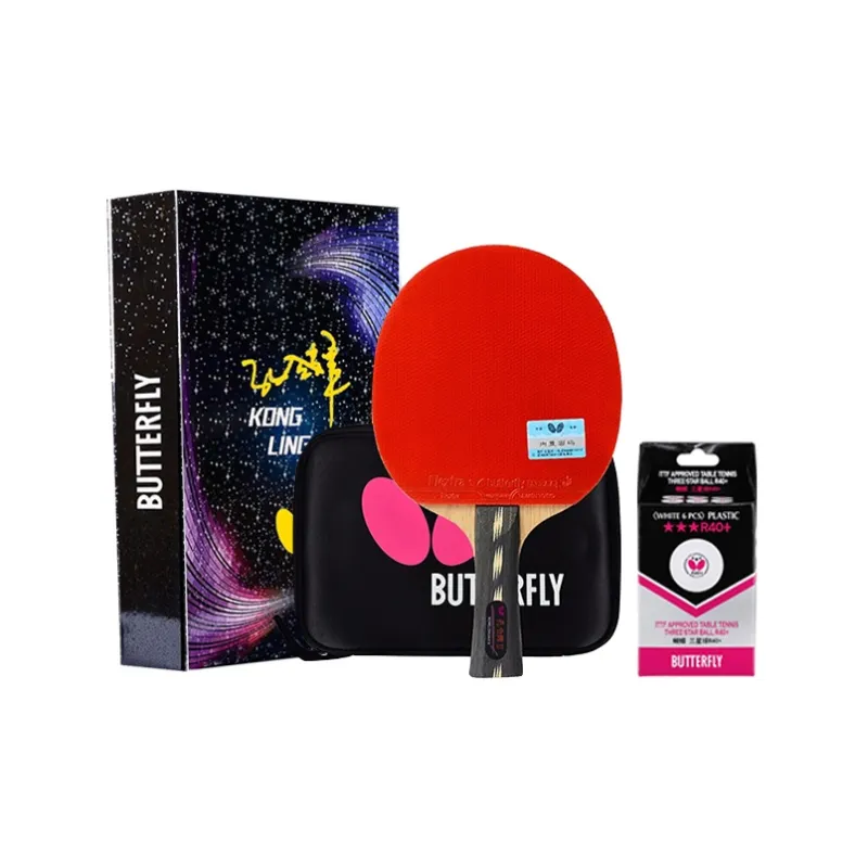 Butterfly Kong Linghui Ping Pong Paddles Unisex All Wood With Carbon Fiber Black/Red-11