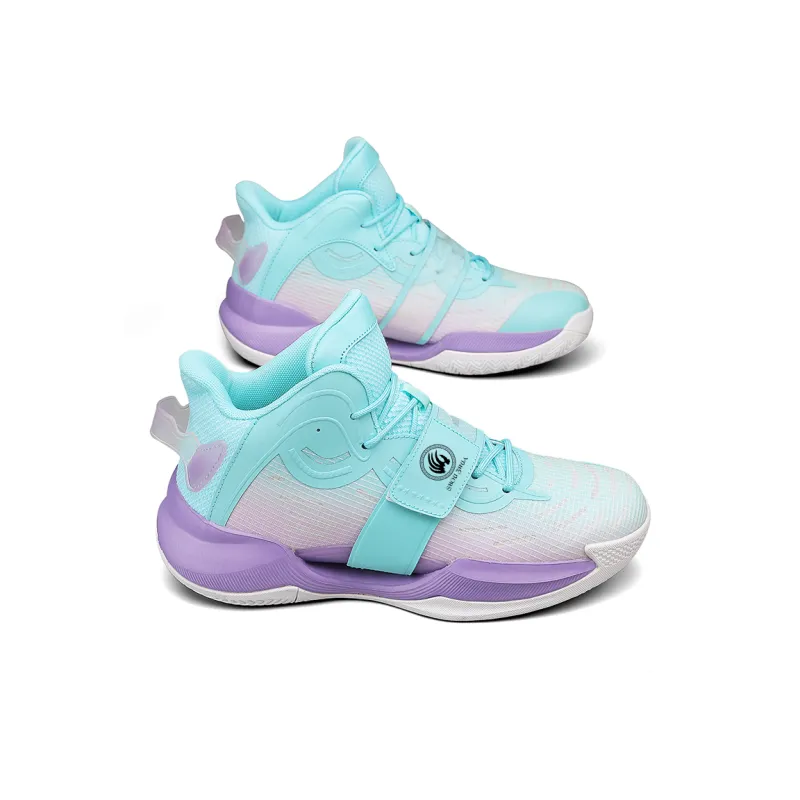 Animal Claws Slip Resistant Mid Top Basketball Shoes Unisex Blue Purple-2