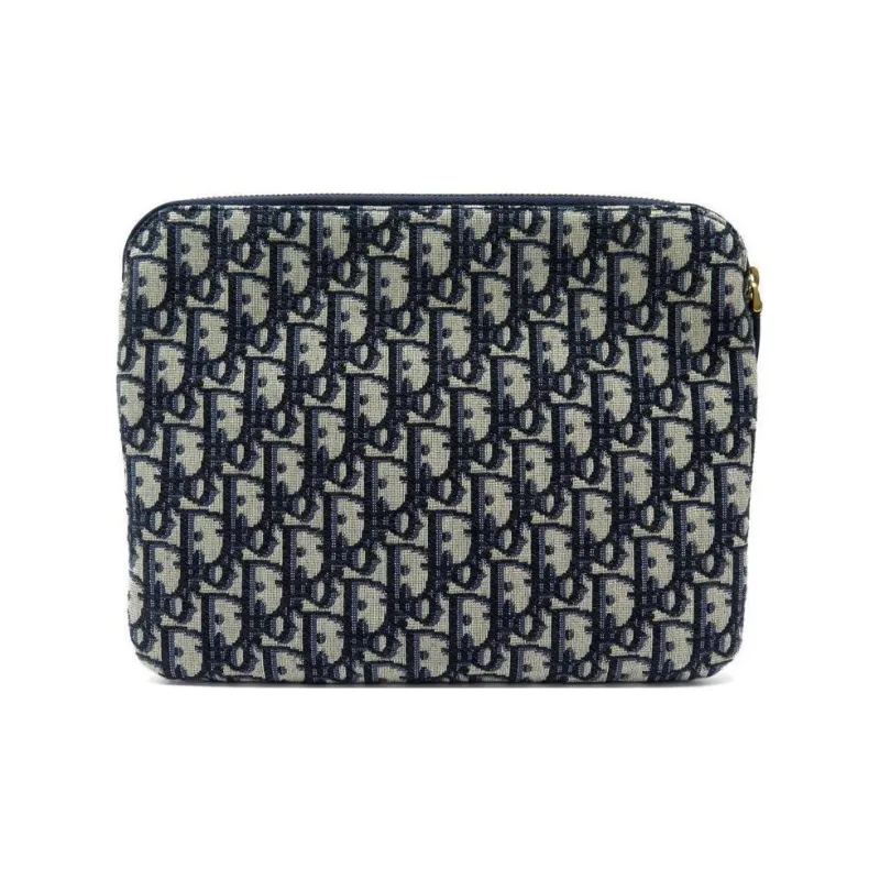 DIOR Canvas With Leather Clutch Women's Beige/Black-1