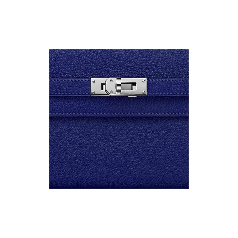 HERMES Mysore Goat Skin Wallet Women's M3 Bleu Encre Ink Blue-2