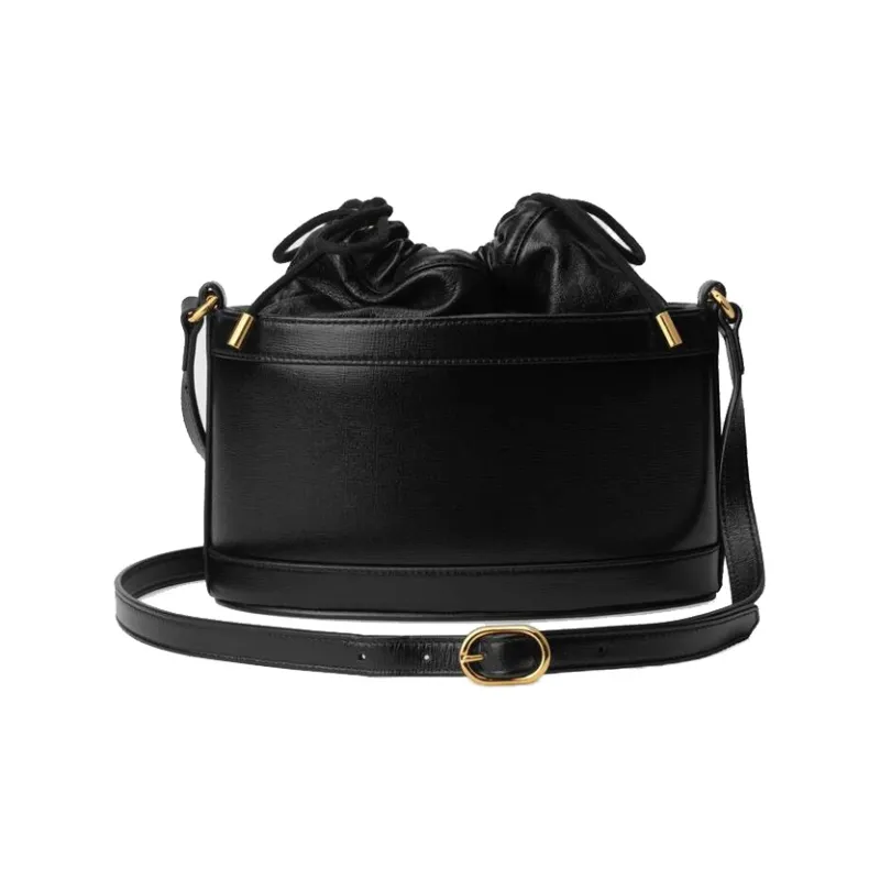 GUCCI Horsebit 1955 Leather Bucket Bag, Shoulder Bag, Crossbody Bag Women's Black-3