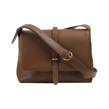 YOCAMU Cow Leather Shoulder Bag Medium Size Women's Tea Brown/Khaki