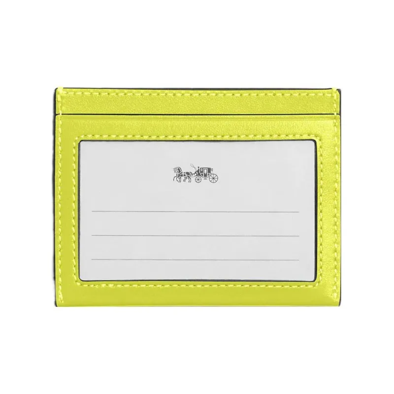 COACH Card Case Calfskin Wallets Card Holders Women's Lemon-1
