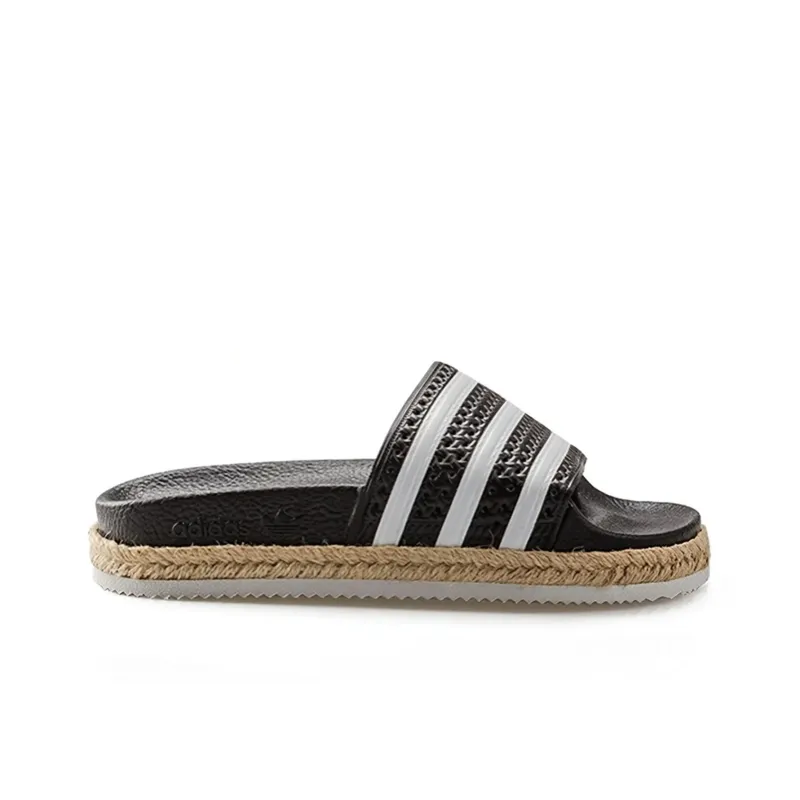 Adidas Adilette Rubber Sole Slip-Resistant Slide Slippers Women's Black White-1