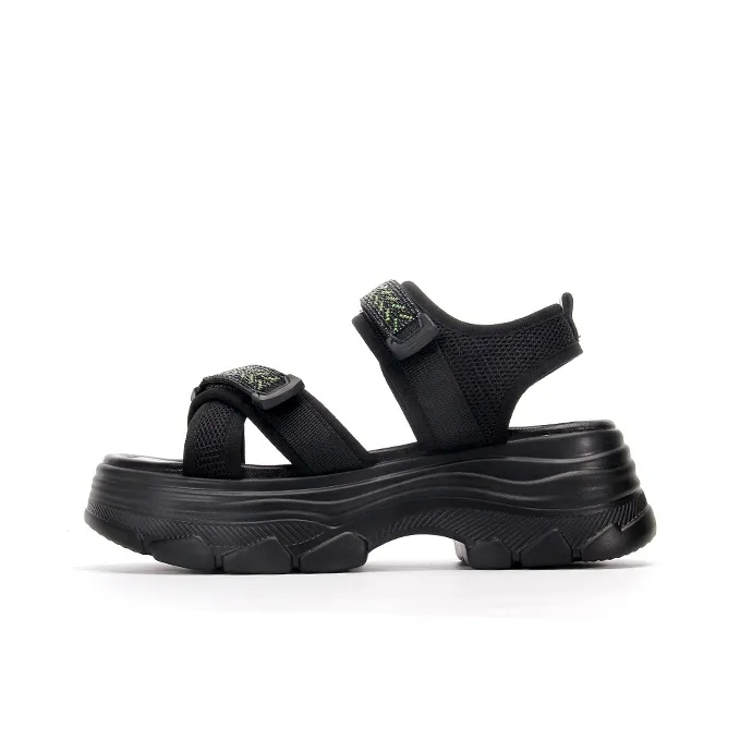 LESELE Beach Sandals Women's Black Silver/Black Green-5