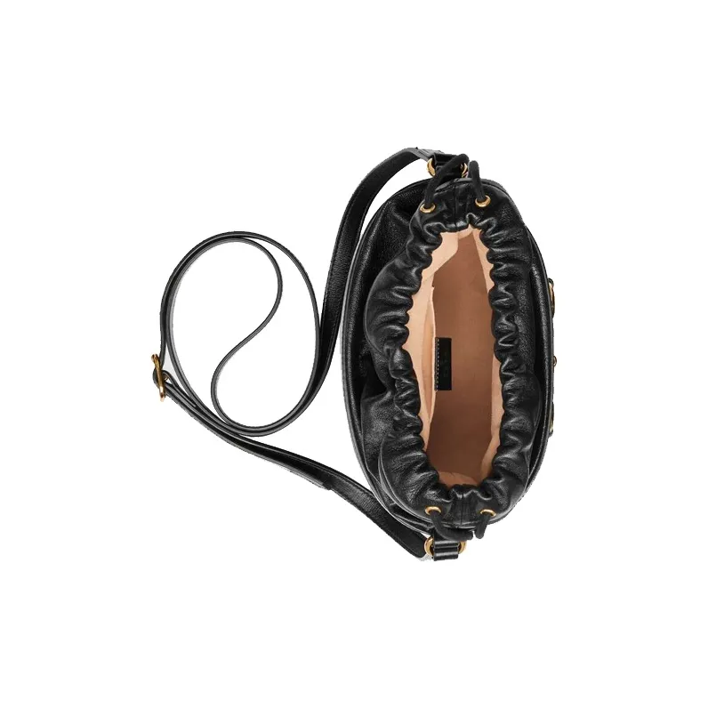 GUCCI Horsebit 1955 Leather Bucket Bag, Shoulder Bag, Crossbody Bag Women's Black-5