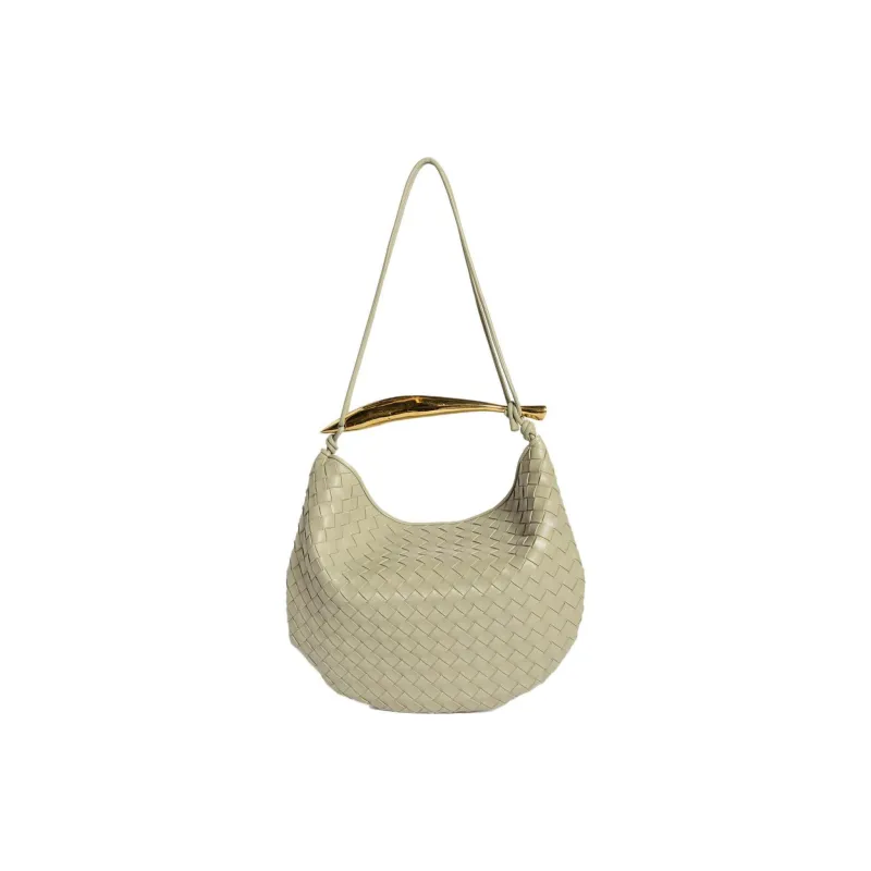 Bottega Veneta SARDINE Sheepskin Handbag Medium Size Women's Stone Gray White-0
