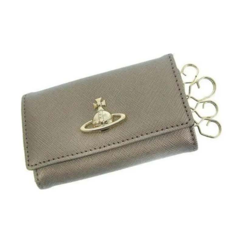 Vivienne Westwood Leather Key Pouch Regular Unisex Metallic Gray-1