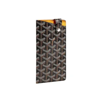 GOYARD Montmartre Canvas With Leather Cell Phone Pouch Large Size Unisex Black