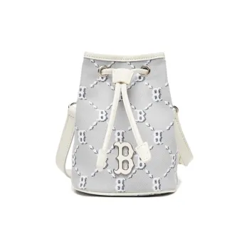 MLB Monogram Collection Polyester Bucket Bag, Shoulder Bag, Crossbody Bag Mini Unisex Light Gray