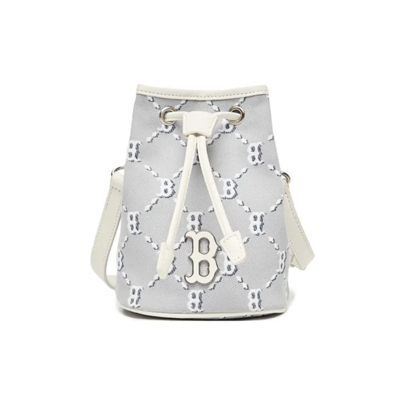 MLB Monogram Collection Polyester Bucket Bag, Shoulder Bag, Crossbody Bag Mini Unisex Light Gray-0