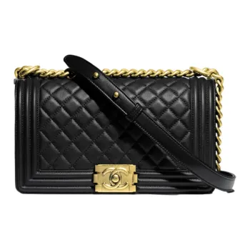 CHANEL LEBOY Calfskin Shoulder Bag, Crossbody Bag Medium Size Women's Black