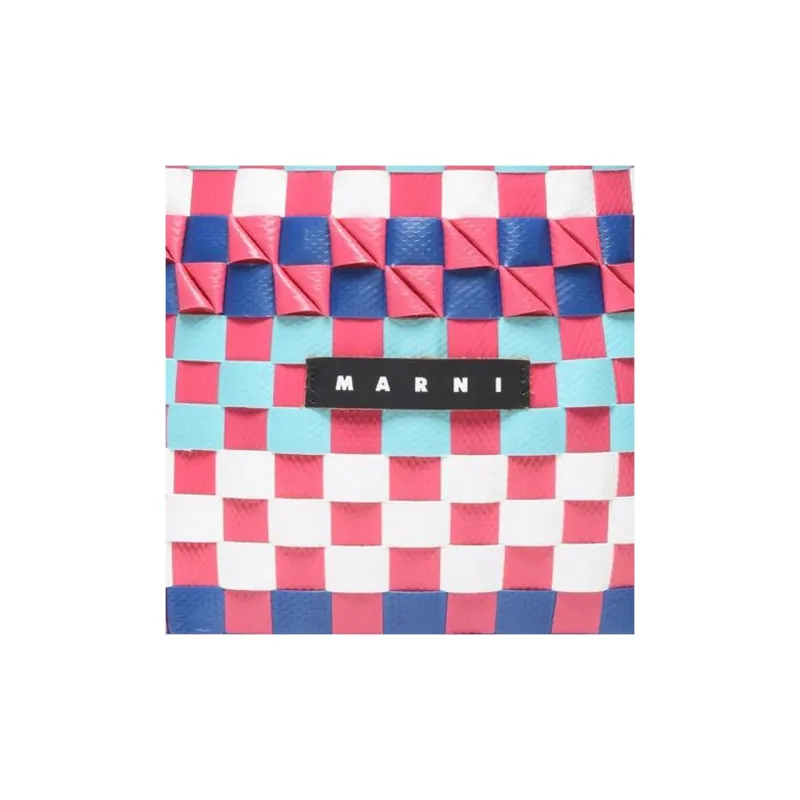 MARNI Polypropylene PP With Cow Leather Bucket Bag, One Shoulder Handbag Kids' Magenta/Blue/White-4