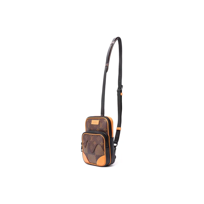 LOUIS VUITTON NIGO Collaboration Cow Leather With Coated Canvas Sling Bag Crossbody Bag Shoulder Bag Men's Brown-1