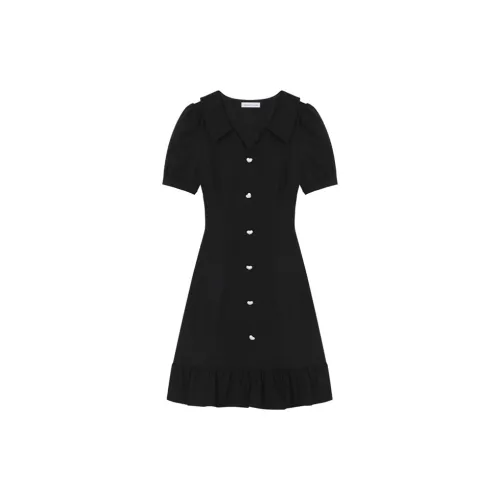 VEGA CHANG Short-Sleeved Dresses Women's French Black