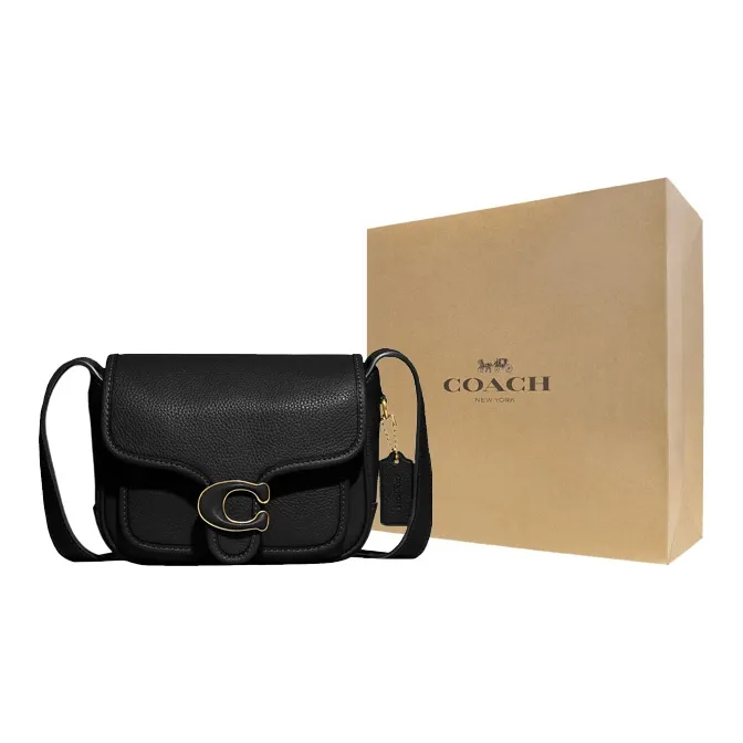 COACH Tabby Pebbled Leather With Refined Calfskin Shoulder Bag Crossbody Bag Small Size Women's Black-6