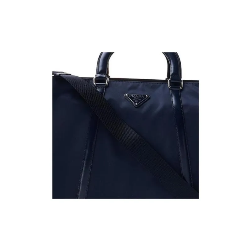 PRADA Recycled Nylon Shoulder Bag Crossbody Bag Handbag Large Size Women's Blue-5
