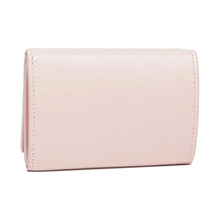 PRADA Saffiano Leather Wallet Mini Women's Snowflake Gypsum Flower-1