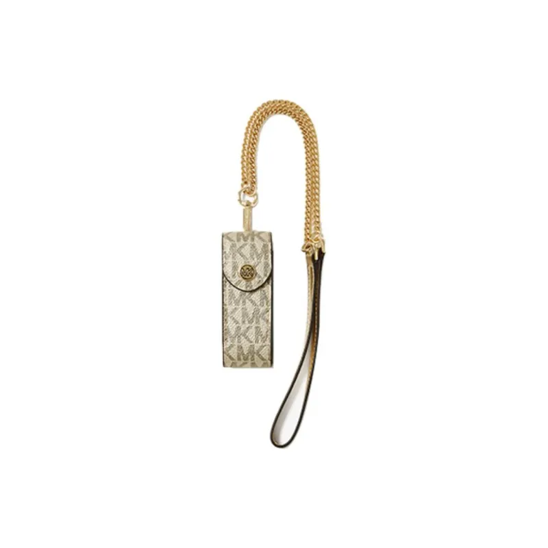 MICHAEL KORS Artificial Leather MK Lipstick Pouch Shoulder Bag Women's Wheat Waves Gold-1