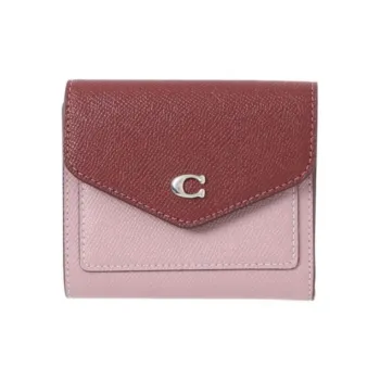 COACH Wyn Split Cow Leather Coin Purse Wallet Women's Purple & Ox Blood