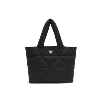 GUESS Fabric Tote Bag Shopping Bag Shoulder Bag Handbag Medium Size Women's Black