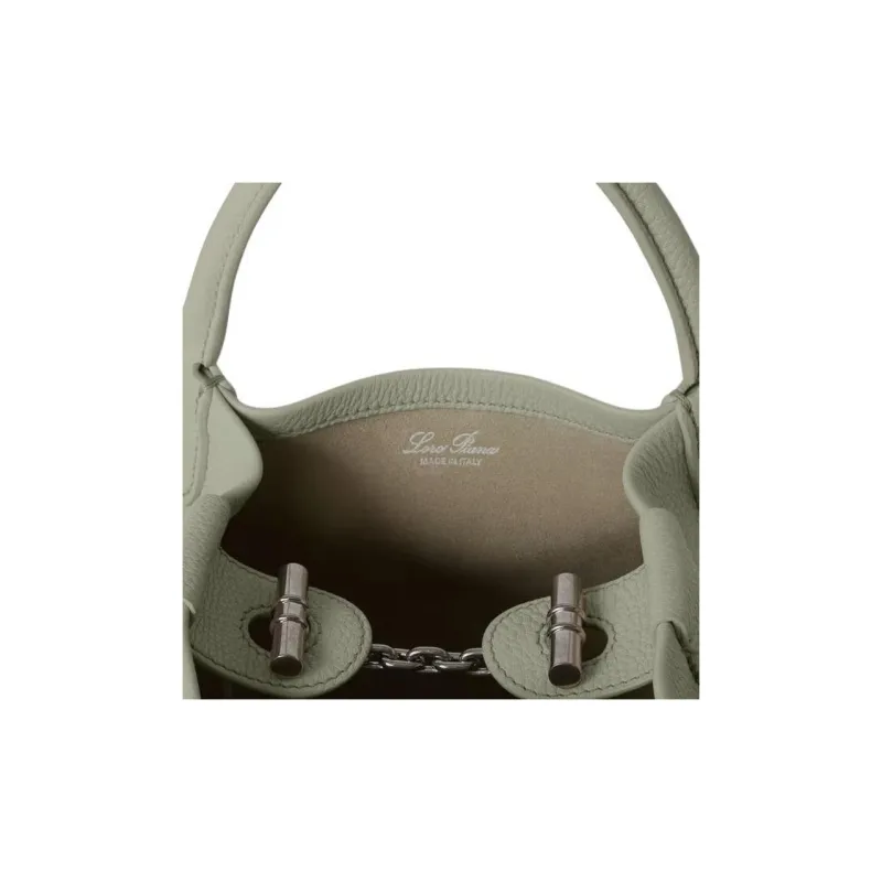 Loro Piana Calfskin Bucket Bag, Handbag, Shoulder Bag, Crossbody Bag Trumpets Women's Mustard Green-2