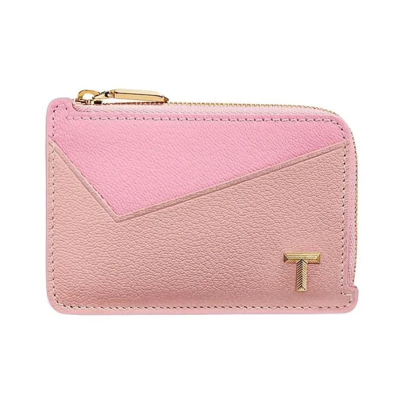 TIFFANY & CO. Tiffany T Goatskin Card Holder Women's Pink-0